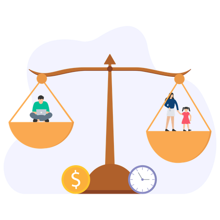 Employee Stability with balance scale  Illustration