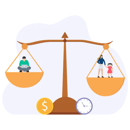 Employee Stability with balance scale  Illustration