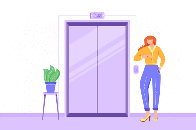 Employee standing in office hall Illustration