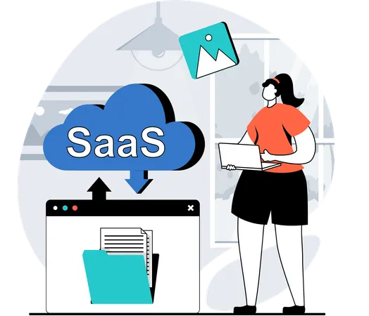 Employee stores company folder on SaaS  Illustration