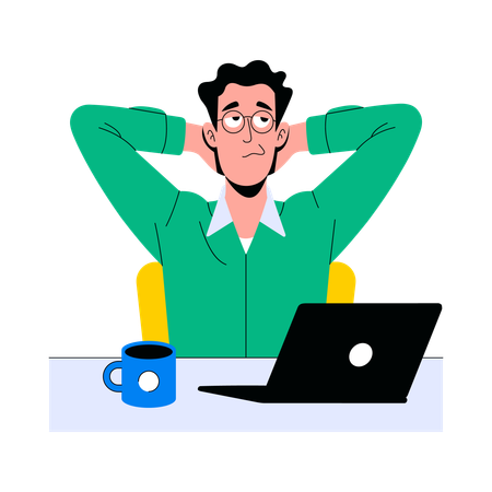 Employee Stretches in Break time  Illustration
