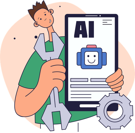Employee takes help of ChatBot  Illustration