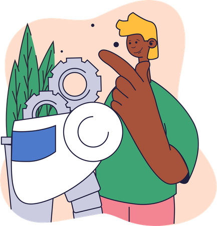 Employee takes idea from robot  Illustration