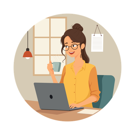 Employee Taking Coffee Break  Illustration