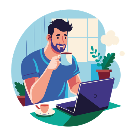 Employee taking coffee break  Illustration