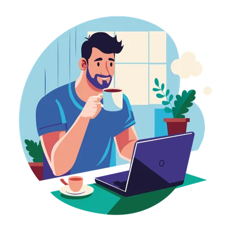 Employee taking coffee break  Illustration