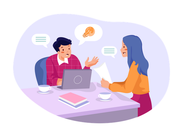 Employee Talking About Business Idea  Illustration