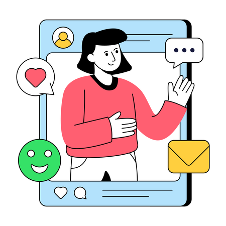 Employee talks on Video Call  Illustration