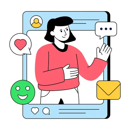 Employee talks on Video Call  Illustration