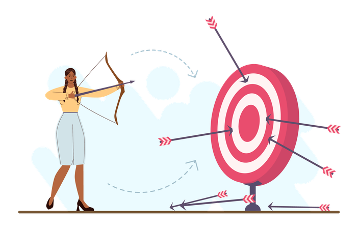 Employee targets business aims and goals  Illustration