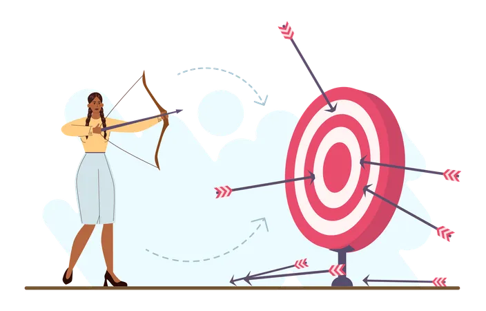 Employee targets business aims and goals  Illustration