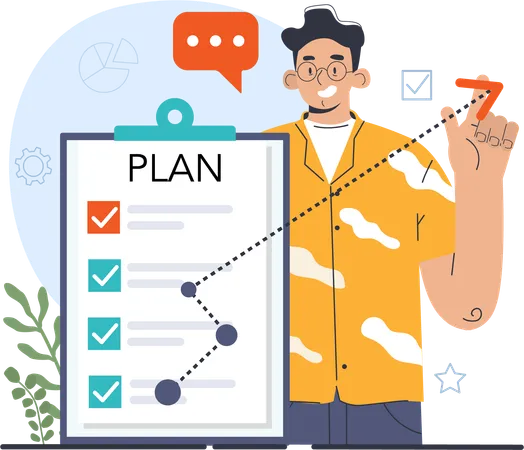 Employee targets his business plans  Illustration