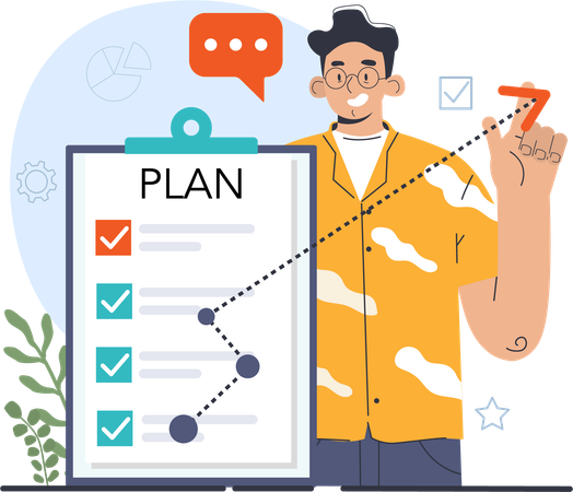 Employee targets his business plans  Illustration