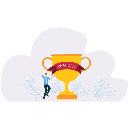 Employee targets Workplace Achievement Trophy  Illustration