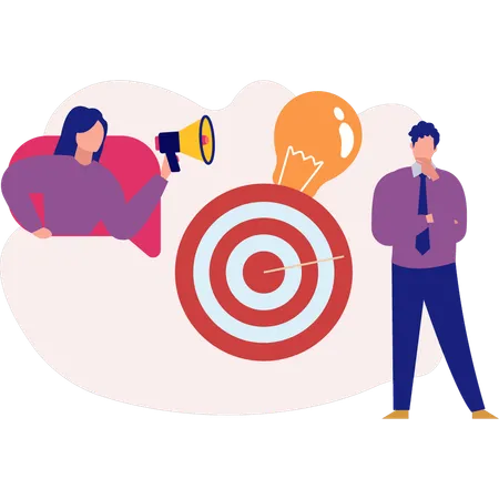 Employee thinking about business target  Illustration