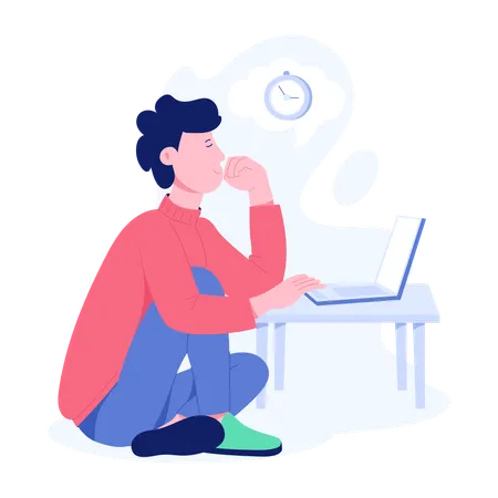 Employee Thinking during work  Illustration