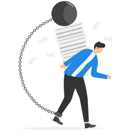 Employee Tired Because His Work Pile Up Into Burden Stress In Office Vector Illustration Illustration