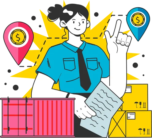 Employee tracks product delivery location  Illustration