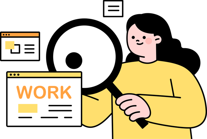 Employee tracks project work  Illustration