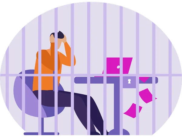 Employee Trapped in cage  Illustration