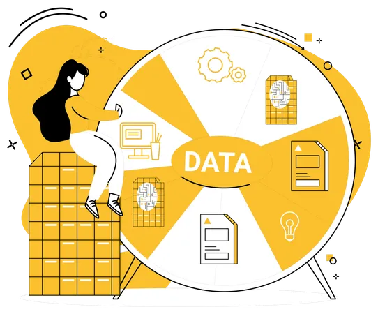 Employée travaillant sur Data Trends  Illustration