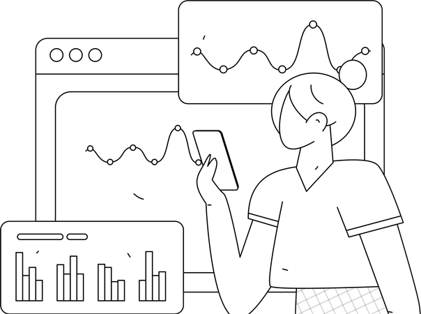 Employée travaillant sur un ordinateur portable  Illustration