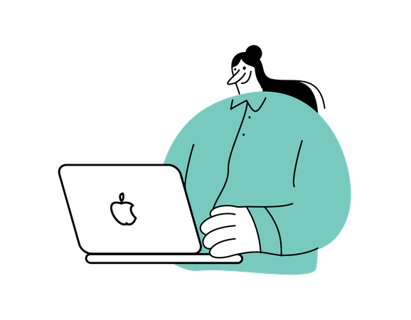 Employée travaillant sur un ordinateur portable  Illustration