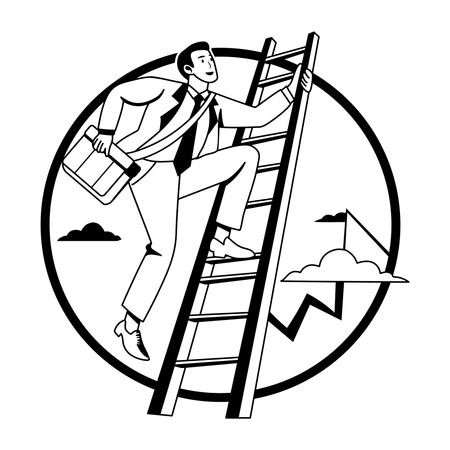 Employee trying to achieve business target  Illustration