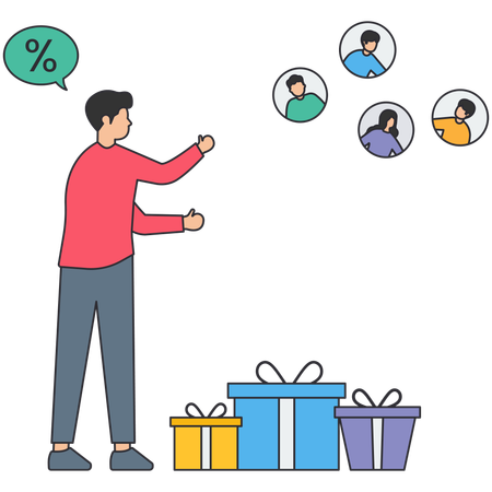 Employee trying to achieve customer target  Illustration