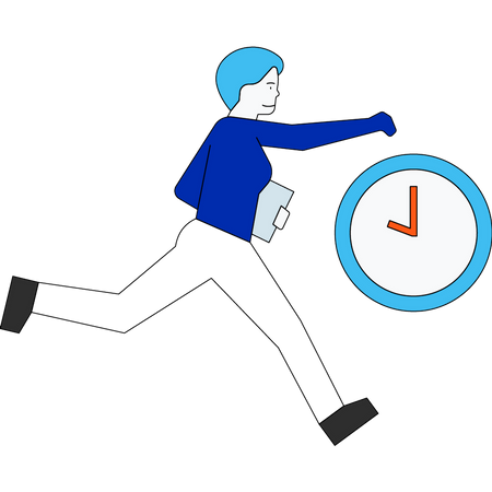Employee trying to catch deadline Illustration