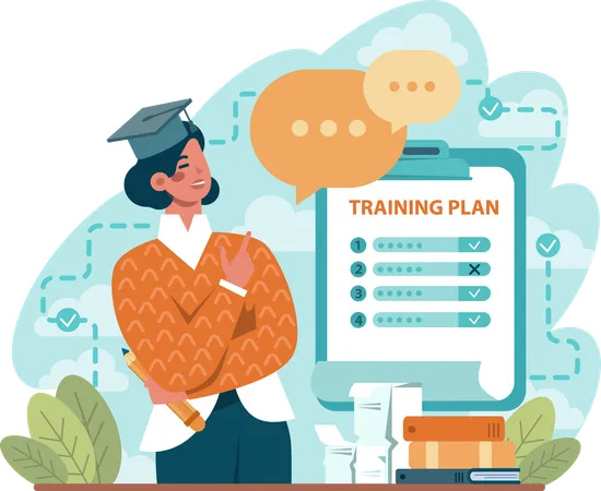 Employee undergoes training plan  Illustration