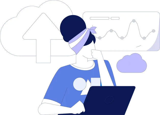 Employee uploading cloud data  Illustration