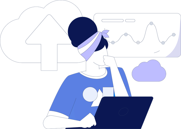 Employee uploading cloud data  Illustration