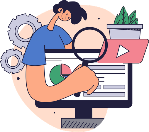 Employee uploads new video data  Illustration