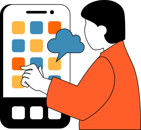 Employee uses cloud application  Illustration