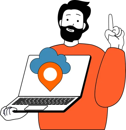 Employee uses cloud location  Illustration
