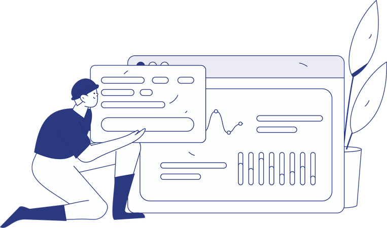 Employee uses cloud uploading feature  Illustration