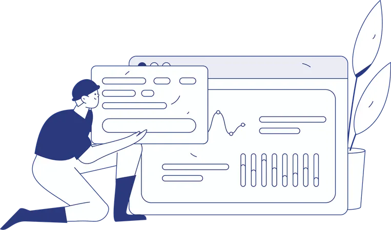 Employee uses cloud uploading feature  Illustration
