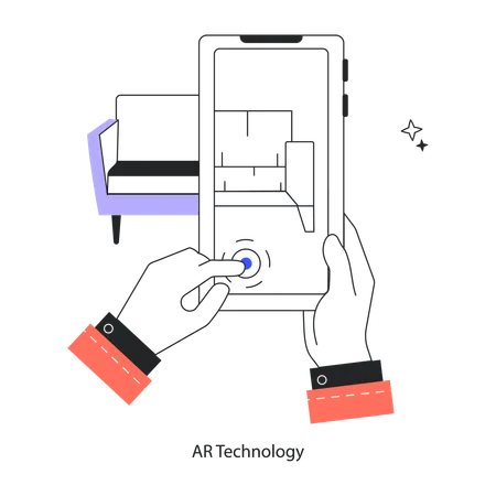 Trendy Outline Mini Illustration Of Ar Technology Ilustração