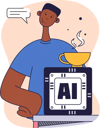 Employee using digital engineering  Illustration