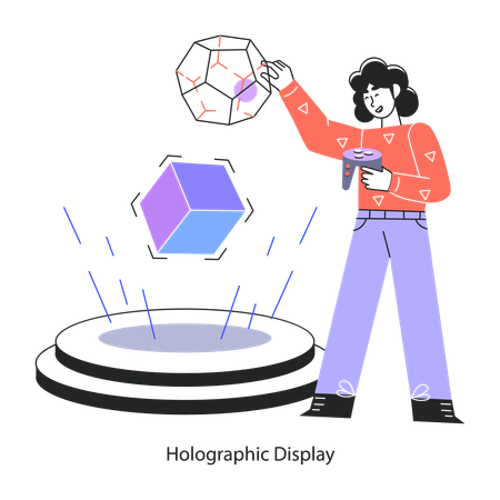 Employee Using Holographic Display  Ilustração