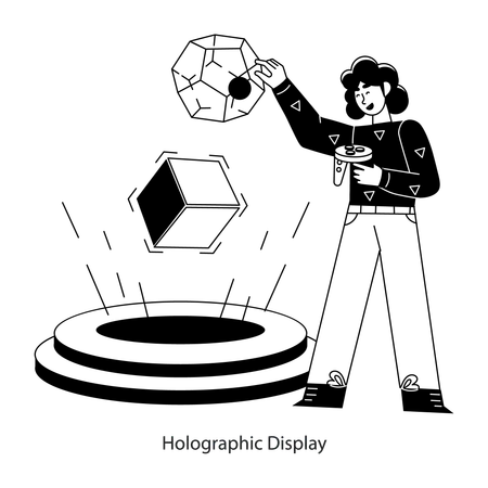 A Linear Mini Illustration Of Holographic Display 일러스트레이션