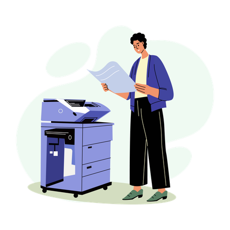 Employee Using printer  Illustration