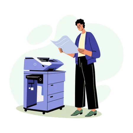 Employee Using printer  Illustration