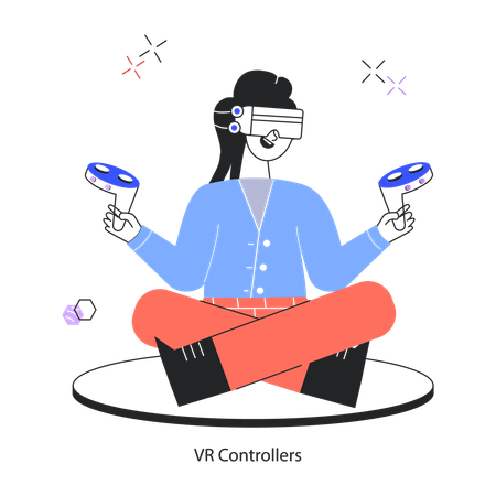 Employee Using Vr Controllers  Illustration