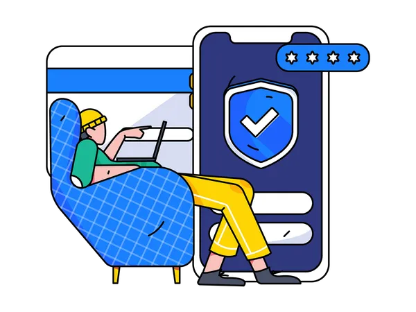 Employee verifies information security  Illustration