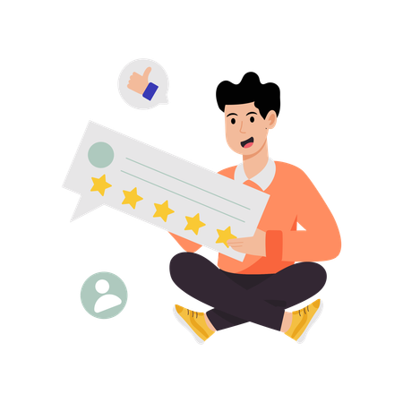 Employee viewing at Customer Feedback  Illustration