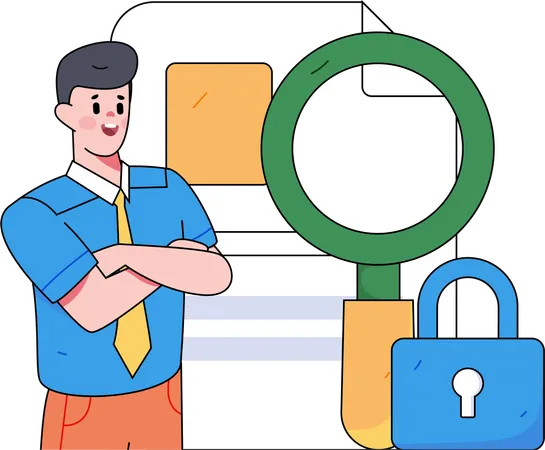 Employee viewing at Document copyright with security  Illustration