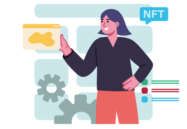 Employee viewing at NFT trading  Illustration