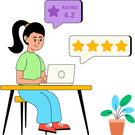 Employee viewing at Online Ratings  Illustration